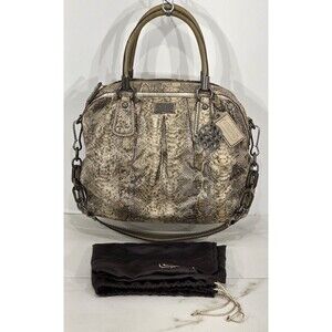 Coach Kristin Y2K Pleated Python Embossed Satchel Shoulder Bag Leather Metallic